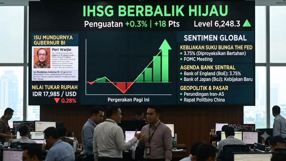 IHSG Melesat ke Zona Hijau di Tengah Isu Keberlanjutan Gubernur BI dan Sentimen Global