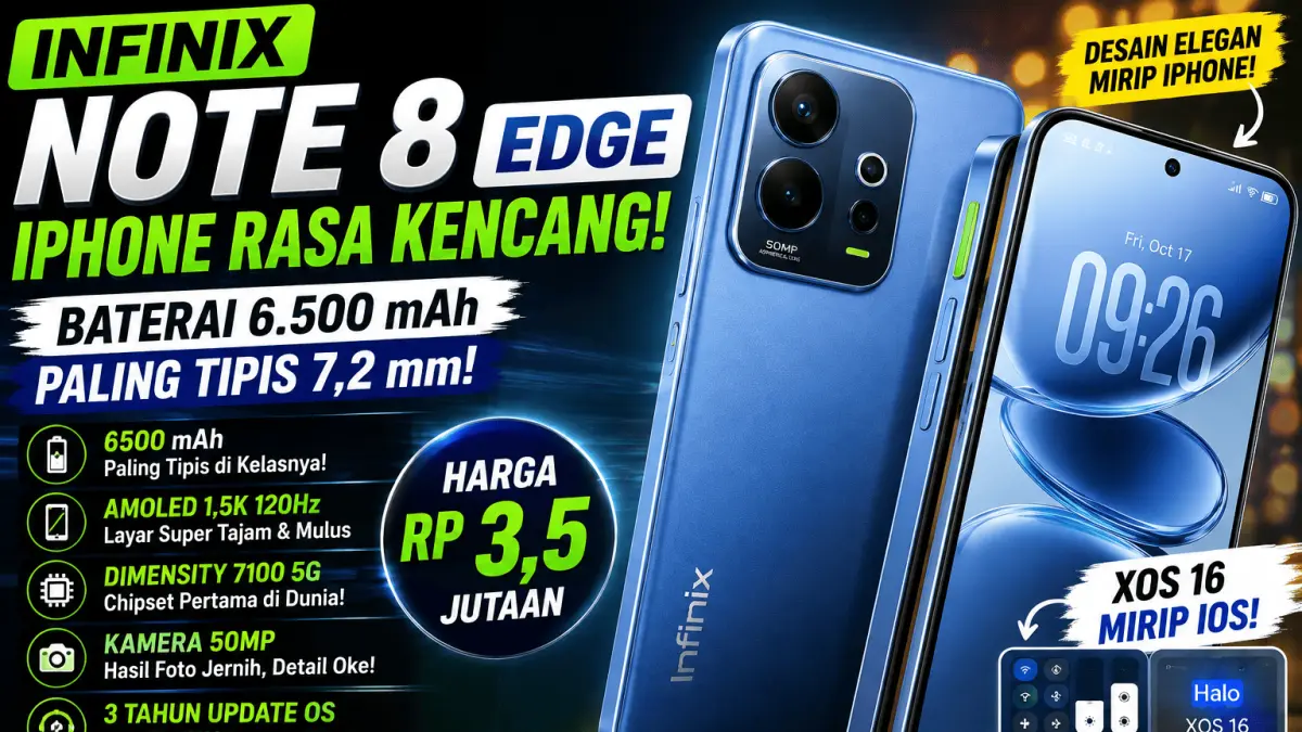 Infinix Note 8 Edge Diluncurkan: Smartphone Tipis dengan Baterai Besar untuk Pengguna Blitar