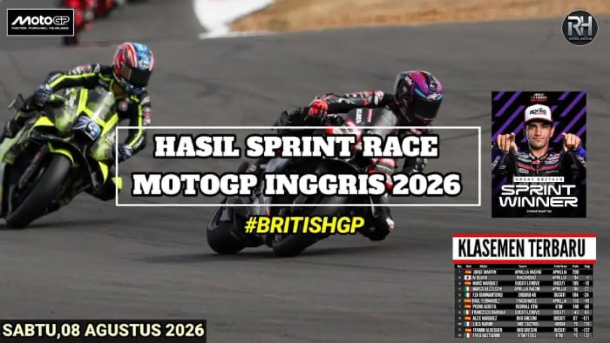 Jorge Martin Menang di Sprint MotoGP Inggris 2026, Ogura dan Bezzecchi Mengikuti