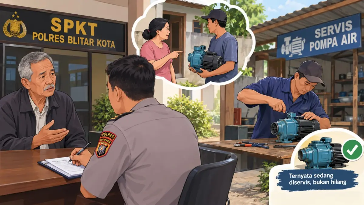 Kesalahpahaman Pompa Air di Blitar: Polisi Temukan Sanyo yang Hilang Diservis oleh Tetangga