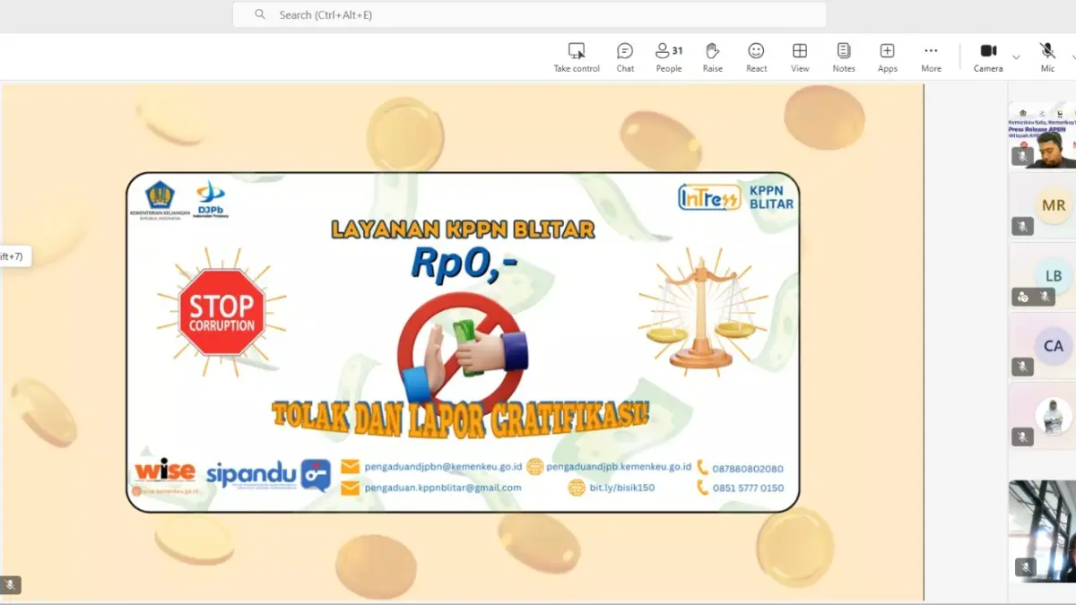 KPPN Blitar Catat Penyerapan Belanja APBN Hingga 71,85 Persen, Dukung Pembangunan Ekonomi Daerah