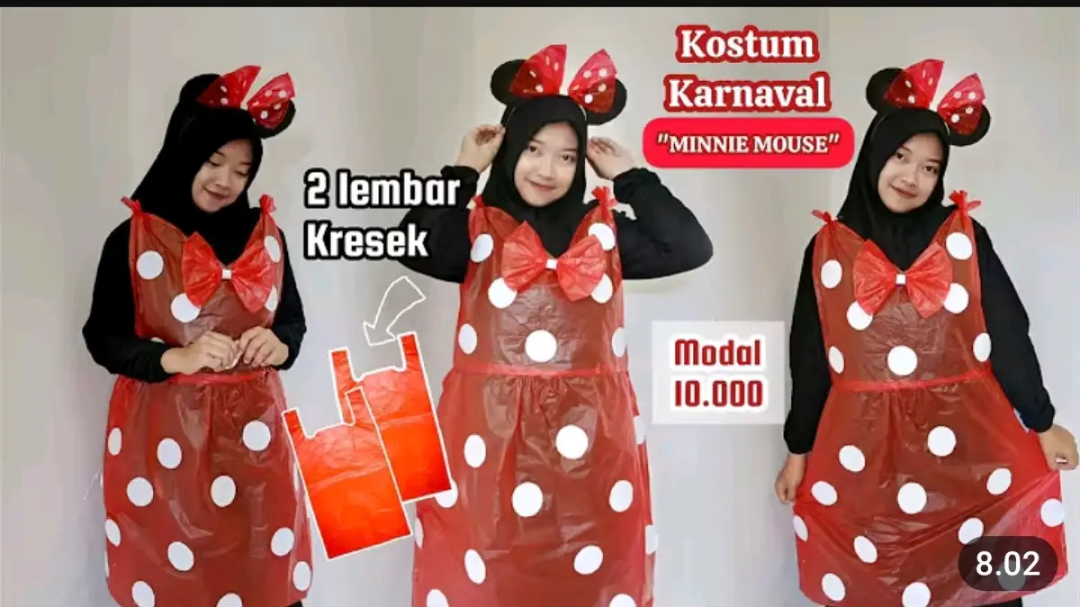 Kreativitas Warga Blitar: Kostum Minnie Mouse dari Plastik Kresek Hanya dengan Rp5 Ribu