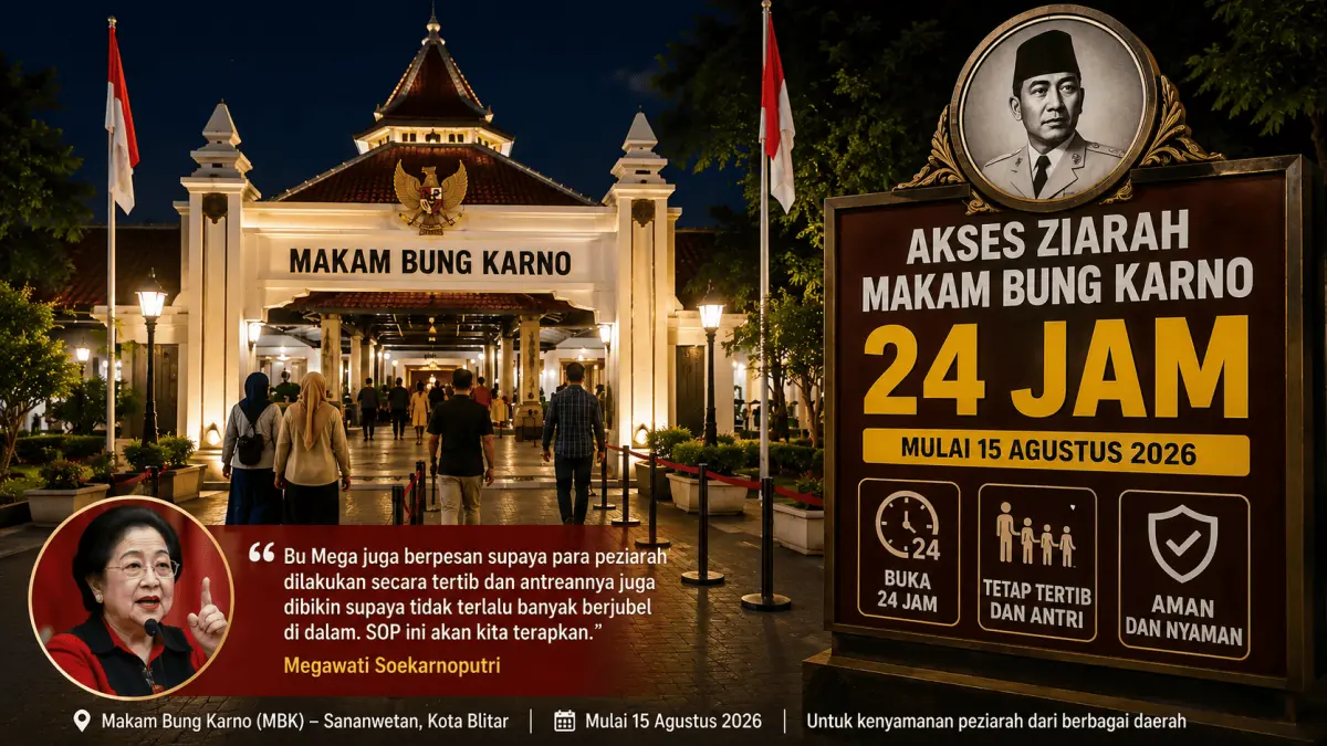 Makam Bung Karno Kini Dibuka Selama 24 Jam, Wali Kota Blitar Serukan Pengelolaan Tertib untuk Peziarah