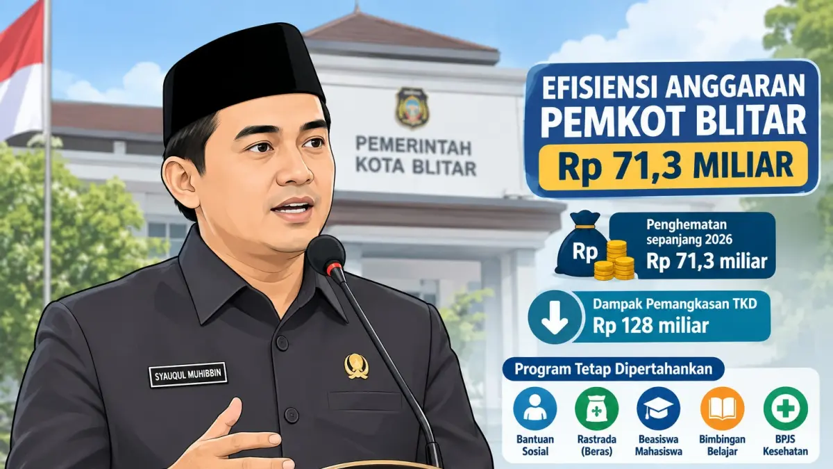 Pemkot Blitar Efisiensi Anggaran Rp71,3 Miliar, Program Sosial Tetap Berlanjut