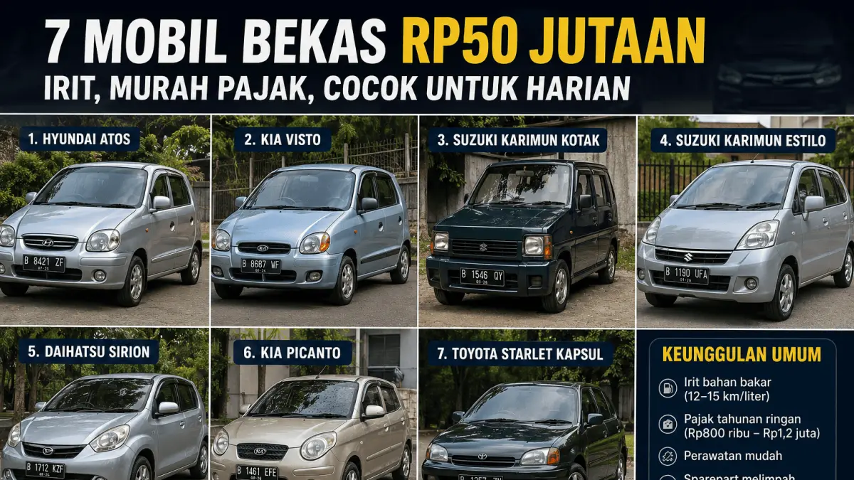 Rekomendasi 7 Mobil Bekas Rp50 Jutaan: Pilihan Irit dan Nyaman untuk Warga Blitar