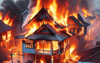 Kebakaran Melanda Rumah di Bendosari, Sanankulon: Satu Rumah Ludes Terbakar