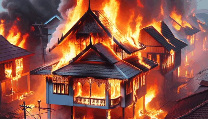 Kebakaran Melanda Rumah di Bendosari, Sanankulon: Satu Rumah Ludes Terbakar