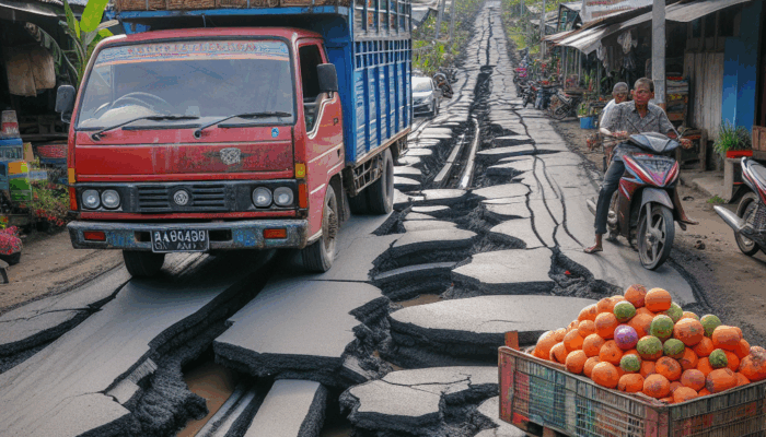 Akses Jalan di Kelurahan Bajang Rusak, Ganggu Lalu Lintas dan Distribusi Hasil Pertanian