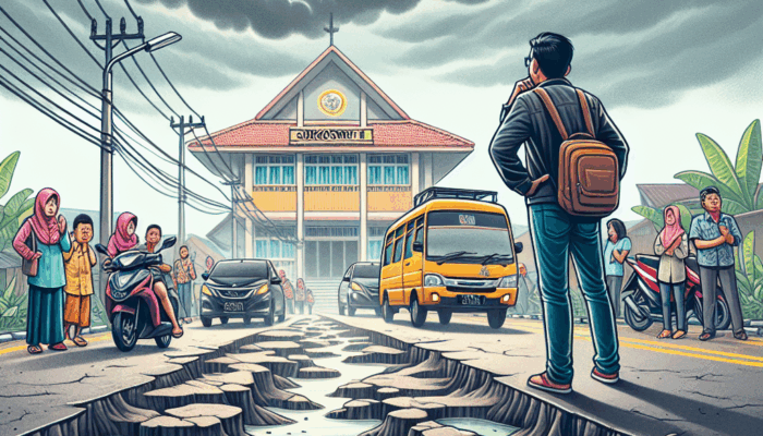 Kondisi Jalan Depan SDN Sukosewu 1 Memprihatinkan, Warga Khawatir Keamanan Siswa