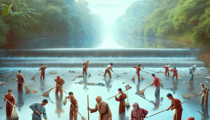 Pesilat PSHT Blitar Bersihkan Sungai untuk World Clean Up Day 2025