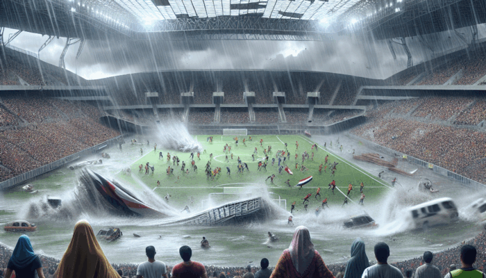 Atap Stadion Gelora Penataran Roboh Akibat Hujan Deras dan Angin